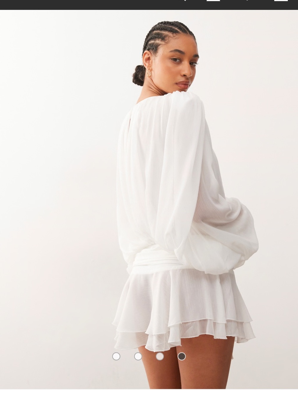 NWT Lioness White Sheer Long-Sleeve Mini Dress - Picture 5 of 8